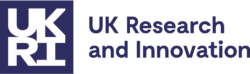 The UKRI logo - on the left, a dark purple square with letters UK on top and RI below in white. To the right, in the same purple, the words UK Research and Innovation on a white background.